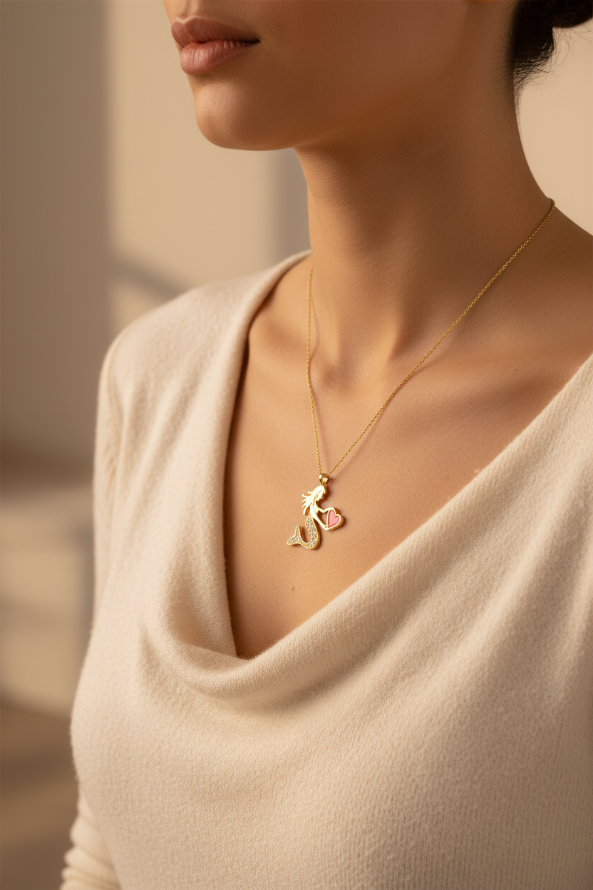 Lifestyle - Mermaid Pendant on Model