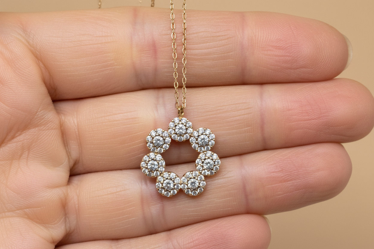 Premium Flower Pendant - Hand Detail